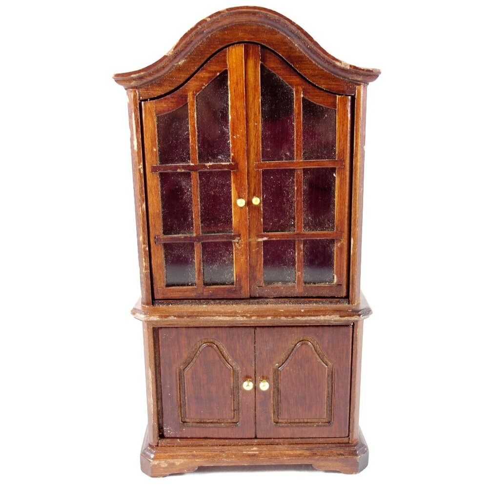 Vtg San Francisco Music Box Co Miniature Dollhouse Furniture Wood China Cabinet‎